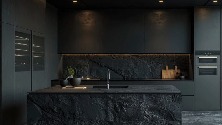 Dark soapstone kitchen